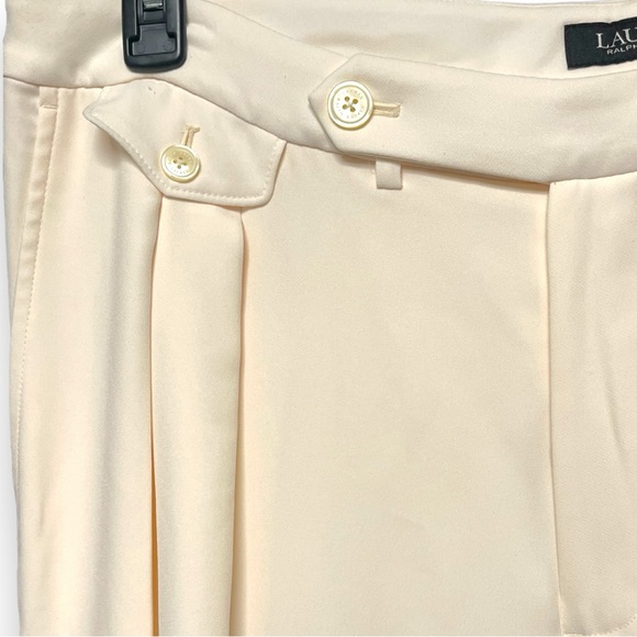 Lauren Ralph Lauren Georgette Double Pleat Wide Leg Trousers Winter Cream 14W - Picture 6 of 6